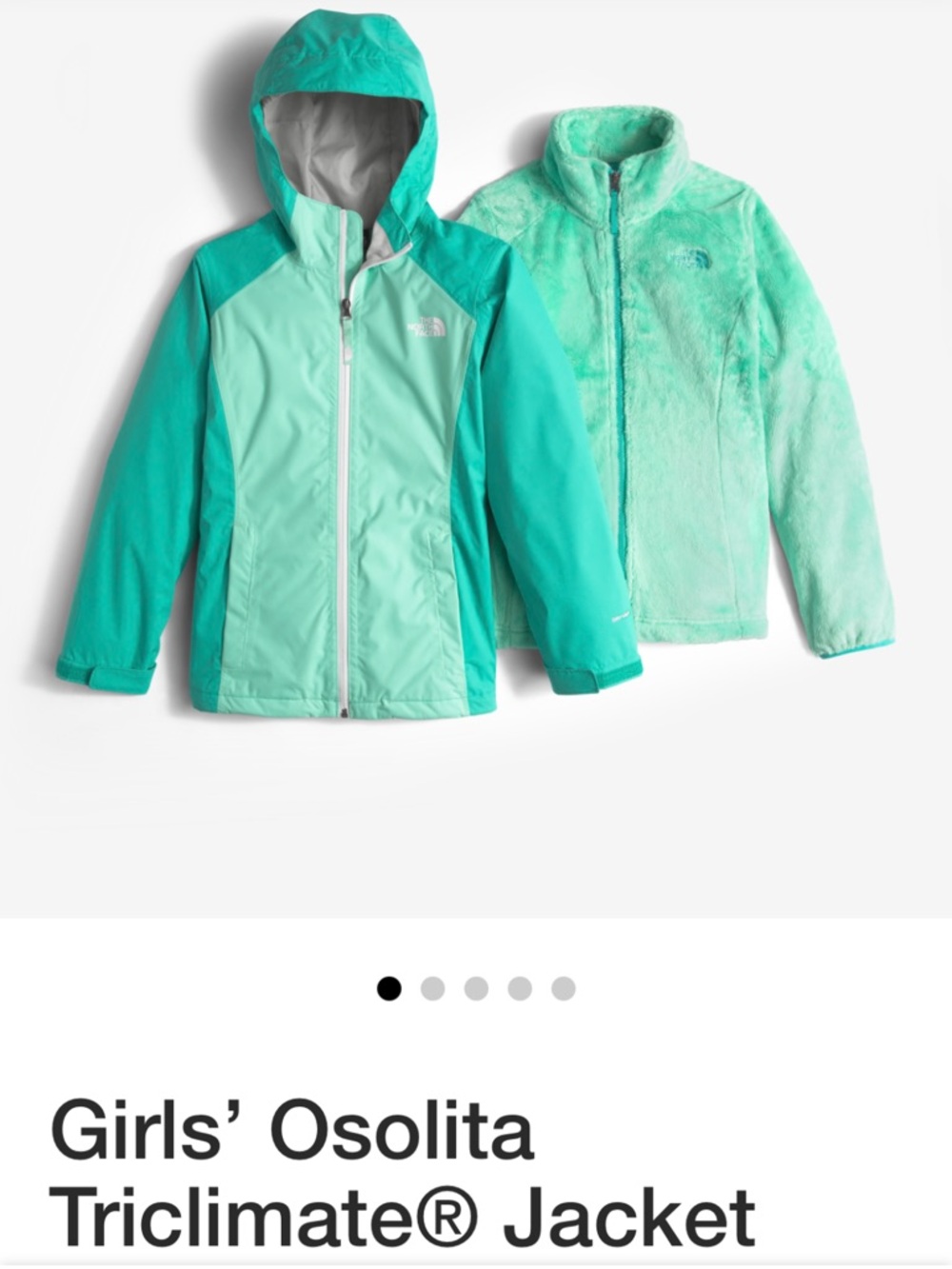 The North Face Girls' Triclimate Jacket - Mint/Teal